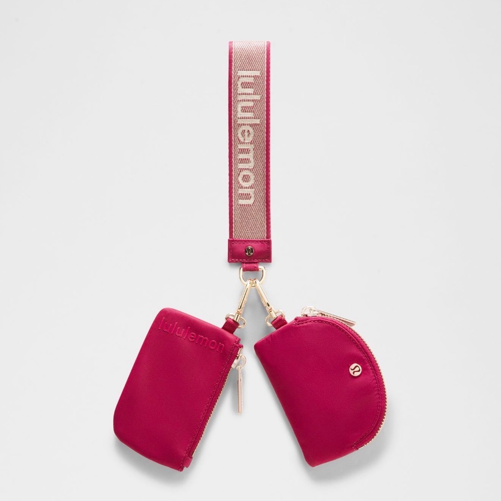 Lululemon Fuchsia Wristlet Duo with Gold Accents